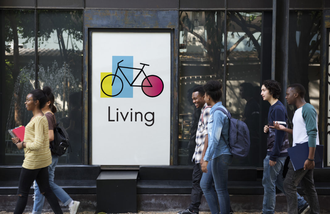 banner showing advertising with bike icon